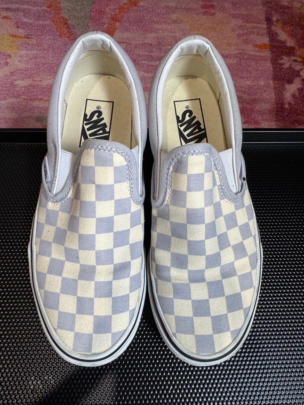 Vans Slip-On Checkerboard Sneakers - White & Light Gray